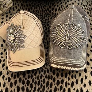 Olive & Pique tan rhinestone hat